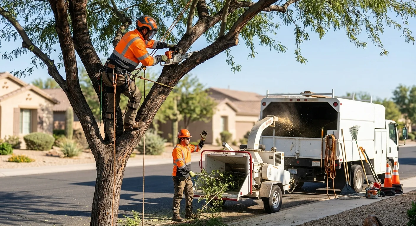 Cleared brush and tidy property after tree service crew work in Goodyear