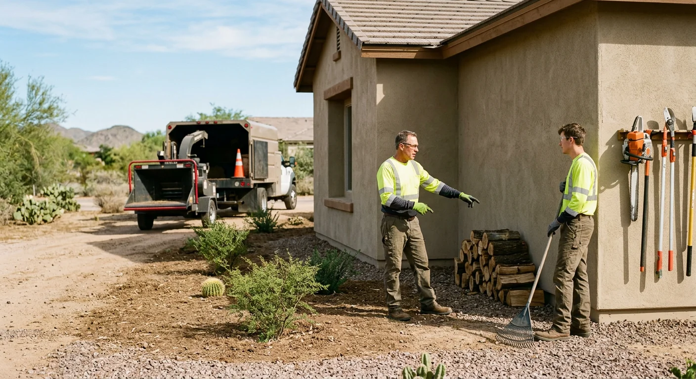 Finished defensible space cleared around a home exterior wall