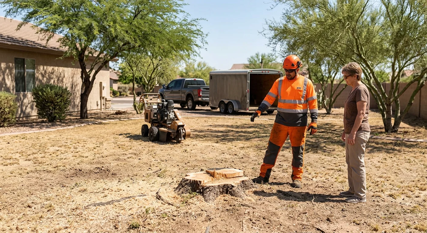 Finished result showing an open yard where a large tree once stood