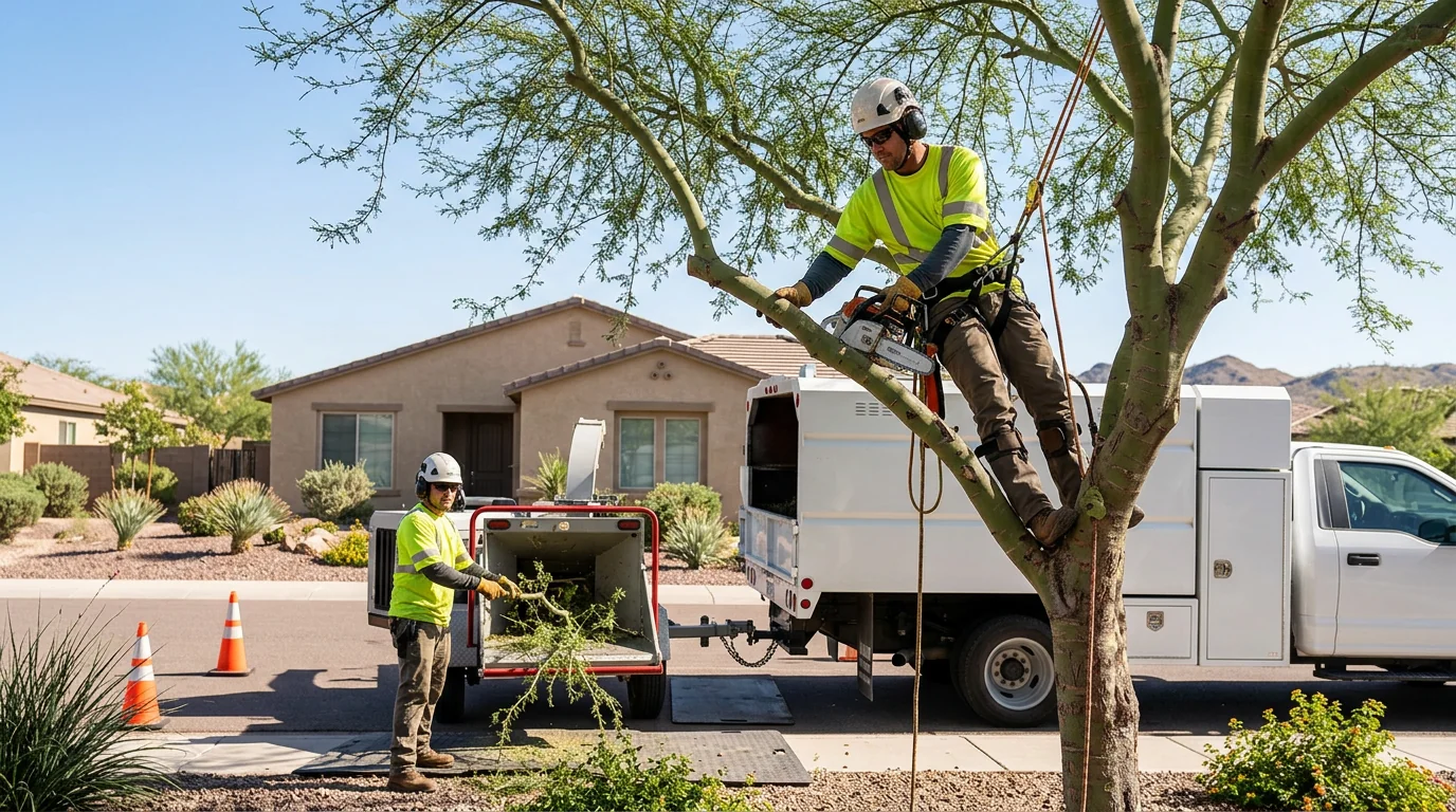 Modern equipment removing storm debris after a Goodyear windstorm