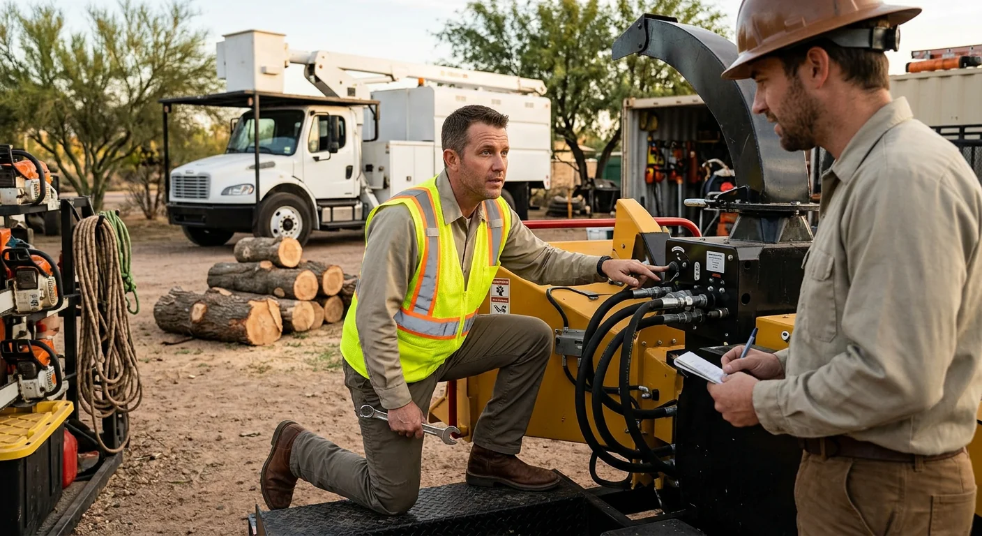 Goodyear Tree Service Pros technician reviewing Tree Service equipment in Goodyear, AZ