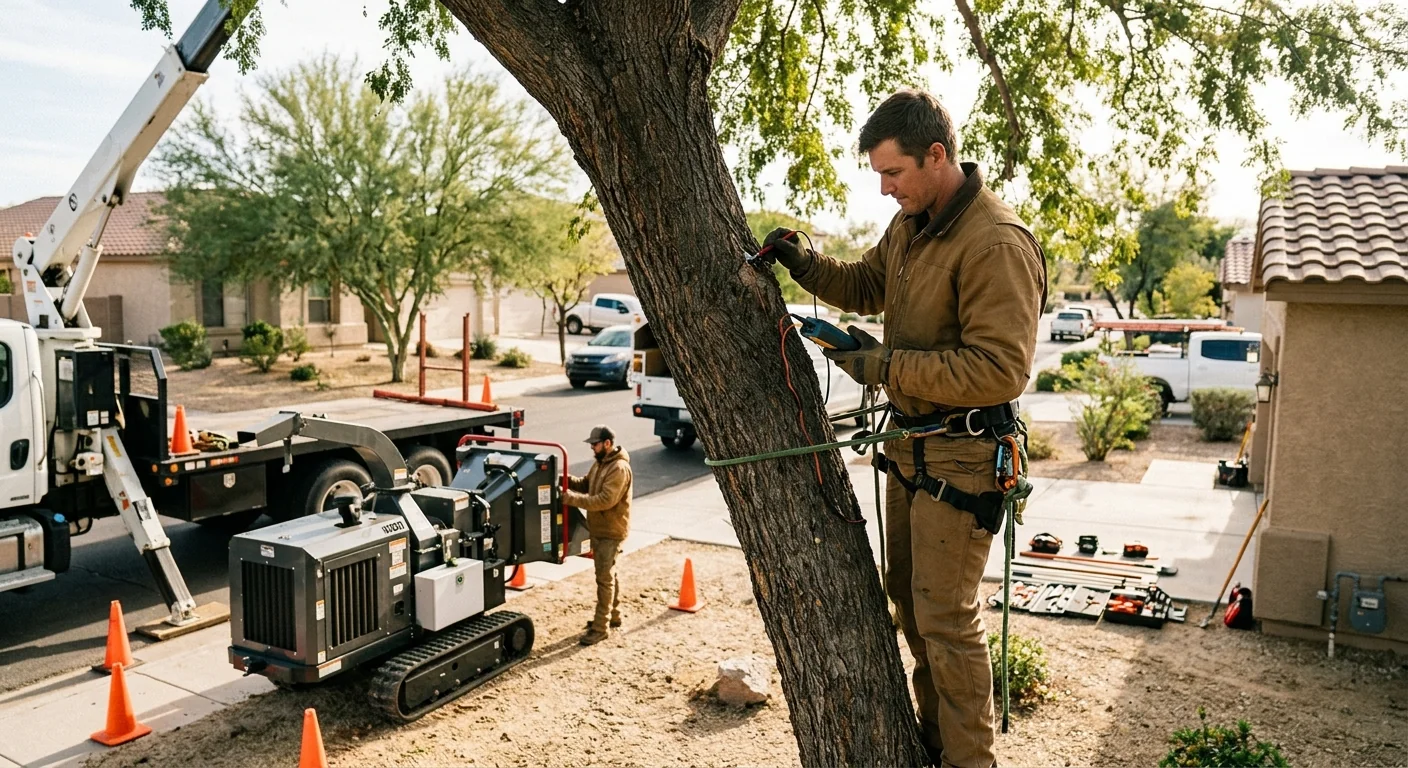 Goodyear Tree Service Pros technician testing system performance
