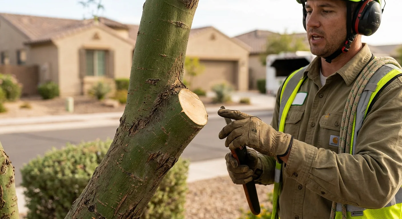 Close-up of a clean pruning cut at the branch collar on a limb